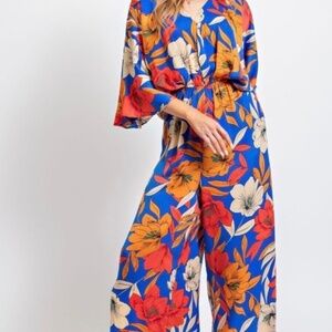 Easel blue floralJumpsuit